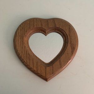 cute dainty wooden heart shaped mirror